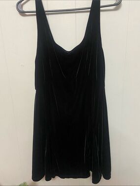 Vintage Black Velvet Slip Dress dark academia goth size Medium